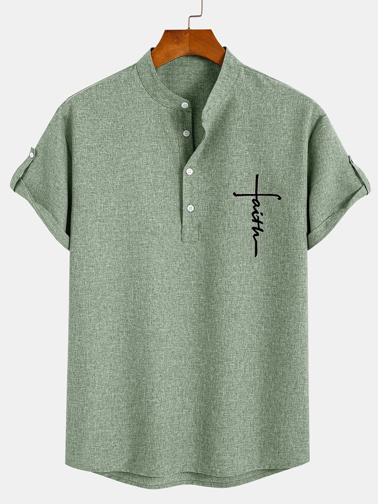 Olivier | Chemise courte à col montant