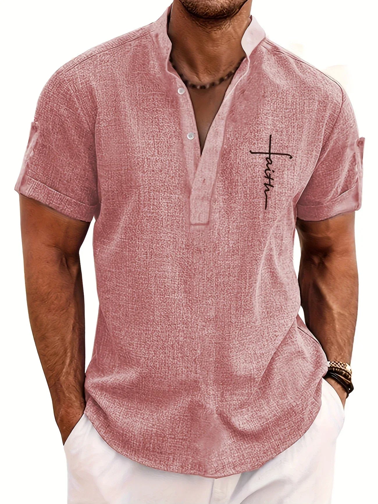 Olivier | Chemise courte à col montant