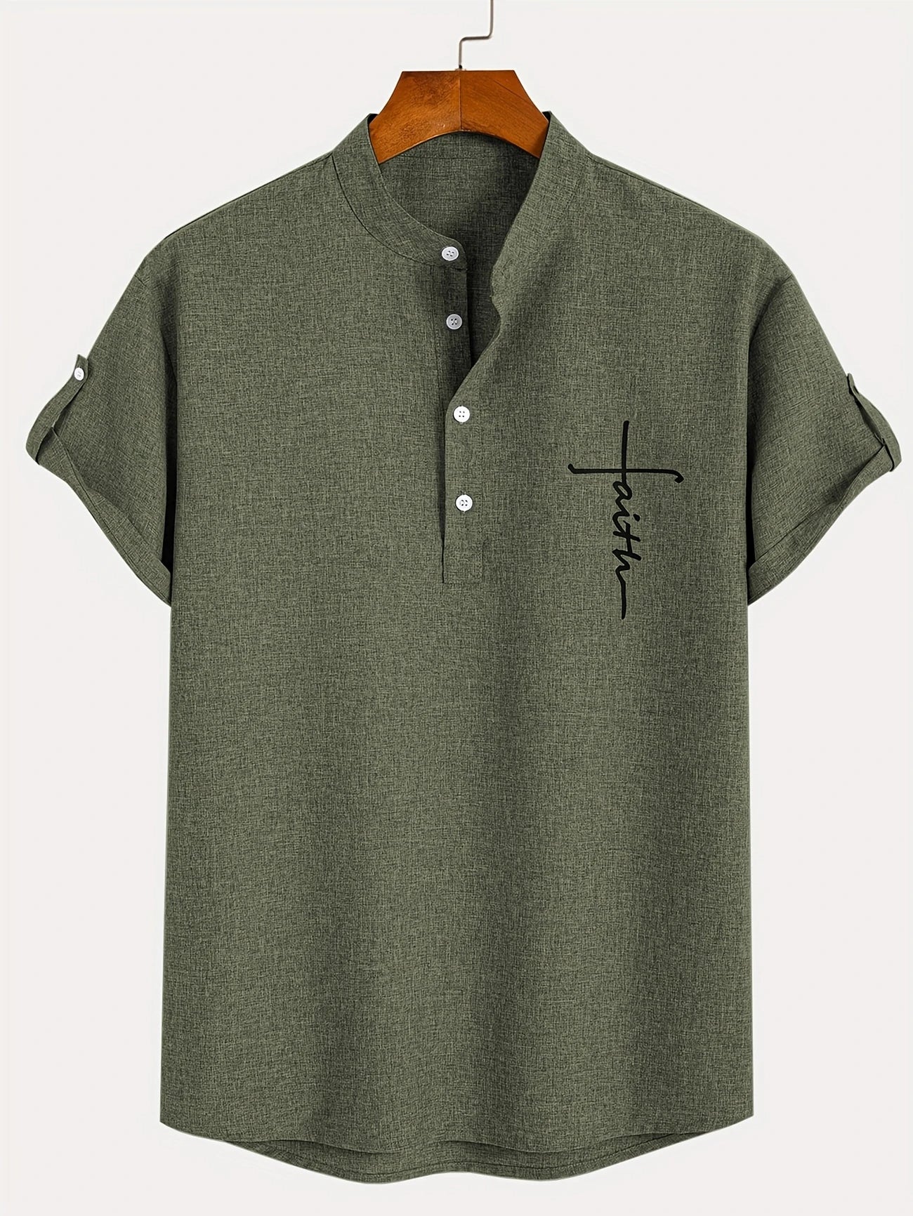 Olivier | Chemise courte à col montant
