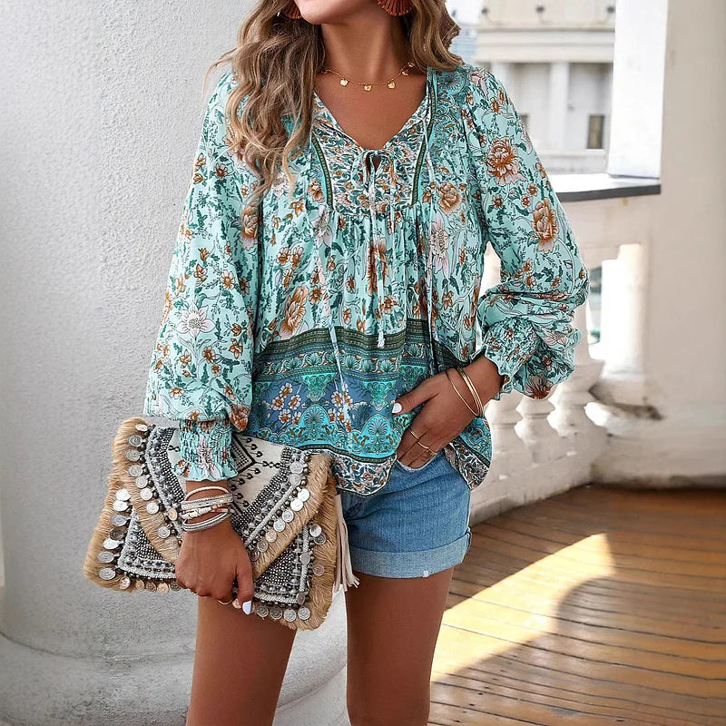 Sallie | Haut Bohémien Fluide à Motif Floral