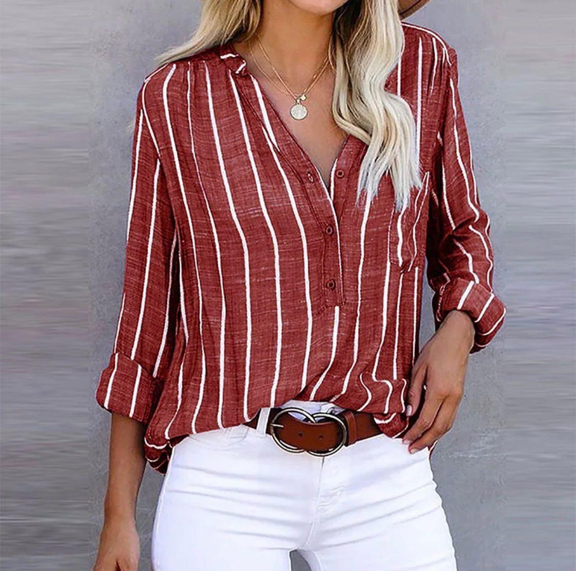 Brigitte | Blouse Élégante à Rayures