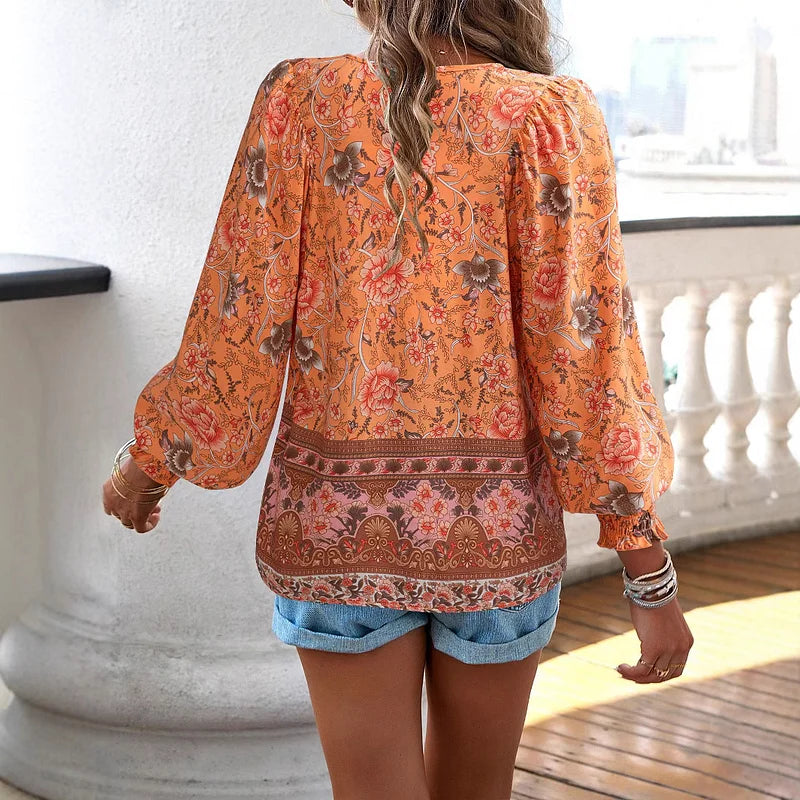 Sallie | Haut Bohémien Fluide à Motif Floral