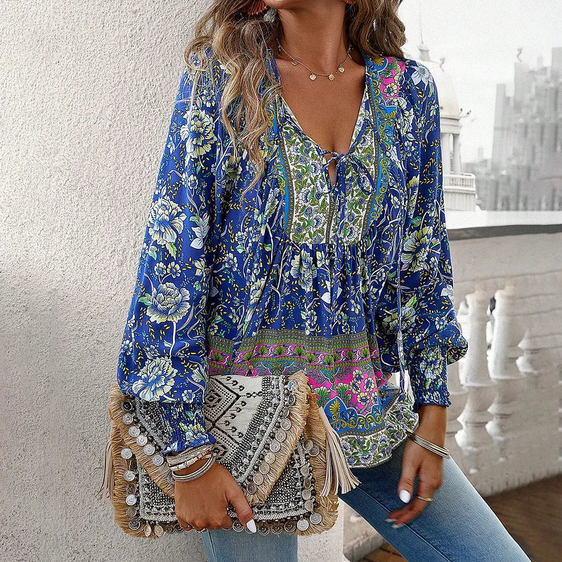 Sallie | Haut Bohémien Fluide à Motif Floral