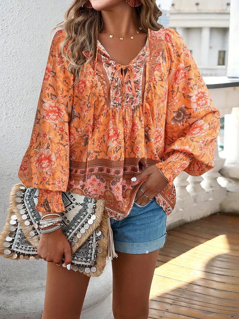 Sallie | Haut Bohémien Fluide à Motif Floral