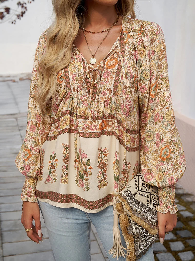 Sallie | Haut Bohémien Fluide à Motif Floral